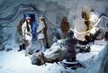 2-1B attends to the dead tauntaun.