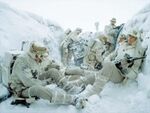 Live-action still from the filming of The Empire Strikes Back